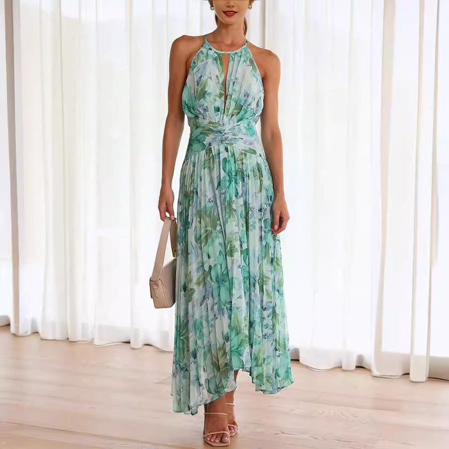 Celestine – Robe Maxi avec Décolleté Halter Plissé