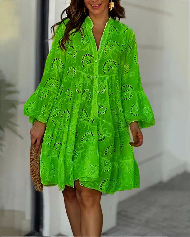 Fawna – Robe Mini Brodée avec Volants
