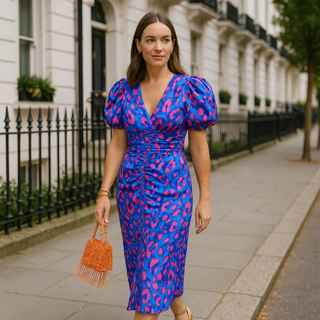 Arielle | Robe Colorée avec Manches Plissées