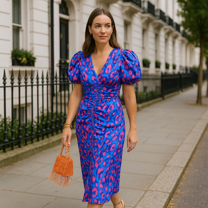 Arielle | Robe Colorée avec Manches Plissées