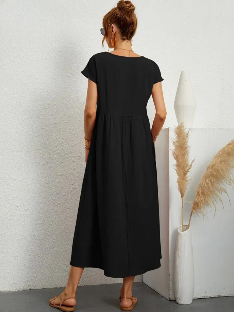 Maelis - Robe de Poche en Coton-Lin pour Femmes
