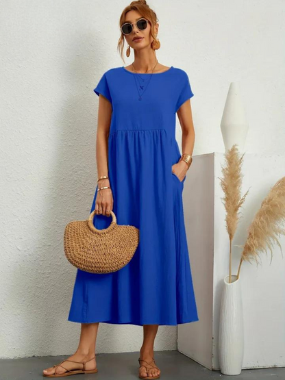 Maelis - Robe de Poche en Coton-Lin pour Femmes