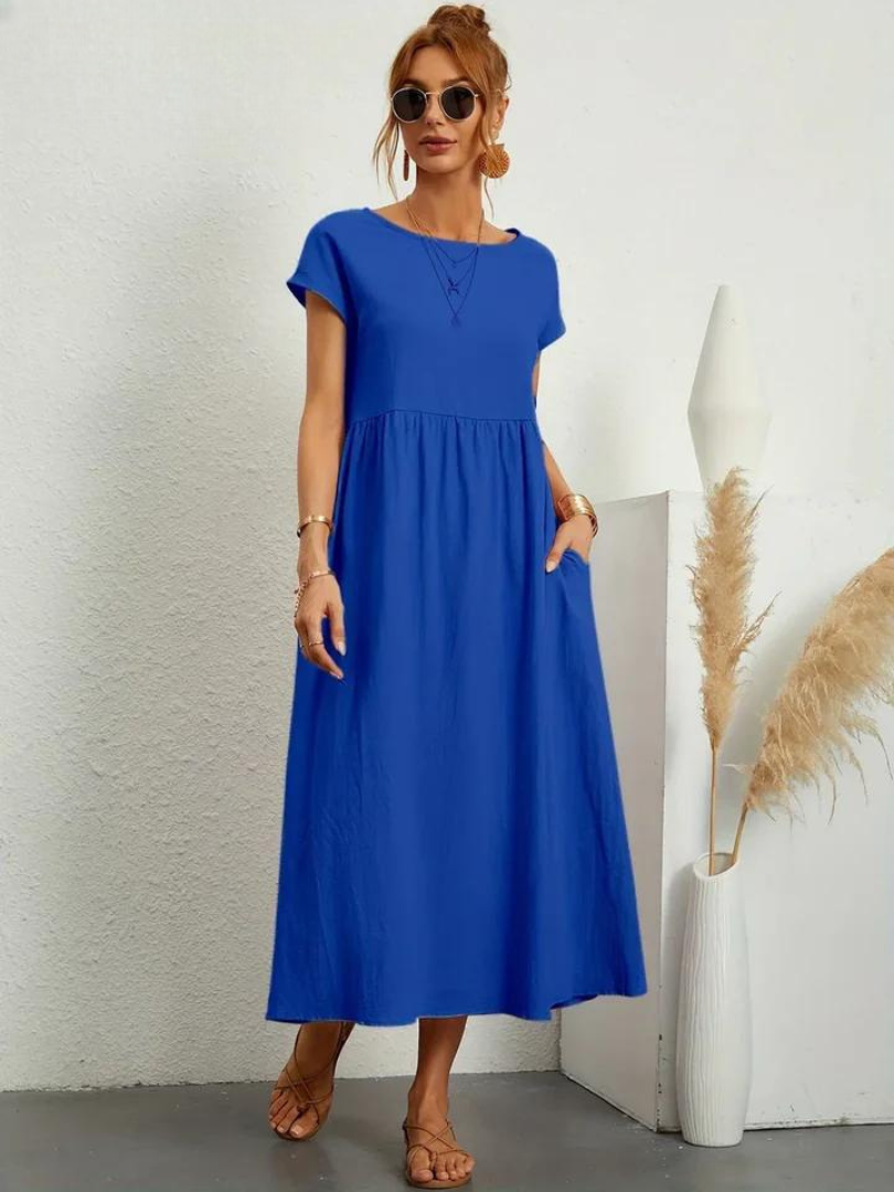 Maelis - Robe de Poche en Coton-Lin pour Femmes