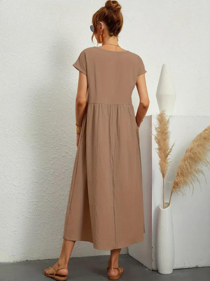 Maelis - Robe de Poche en Coton-Lin pour Femmes