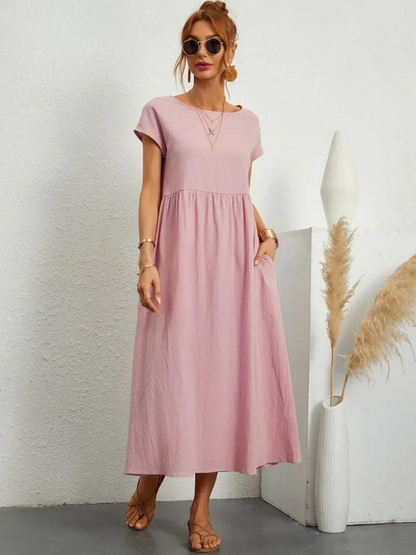 Maelis - Robe de Poche en Coton-Lin pour Femmes