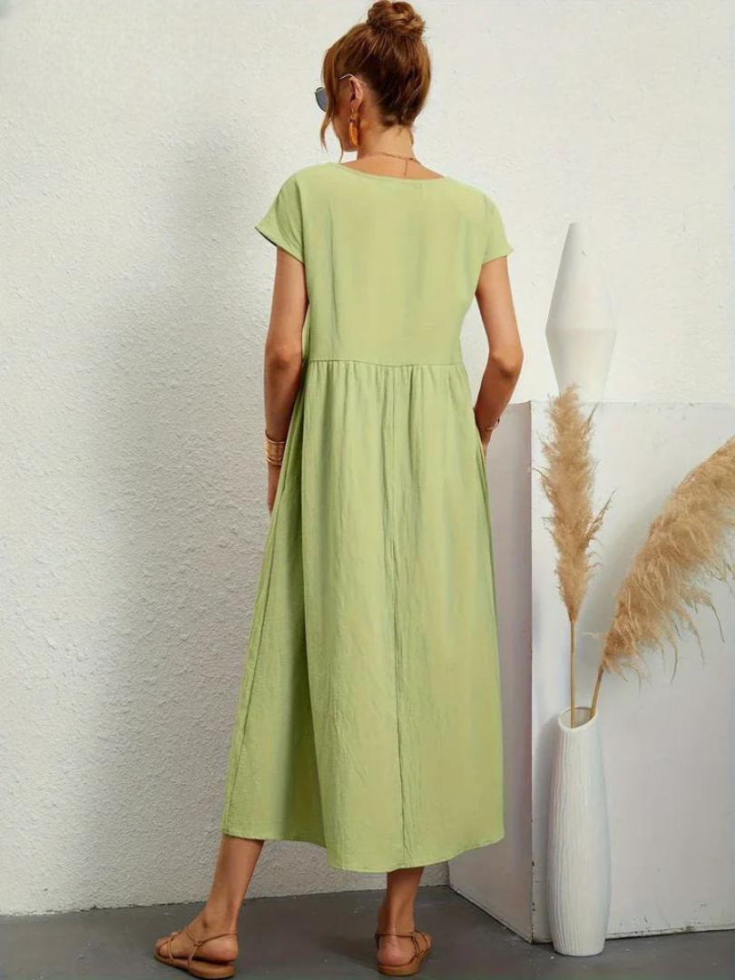 Maelis - Robe de Poche en Coton-Lin pour Femmes