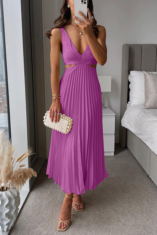 EVA™ | Robe Maxi Sans Manches avec Taille Haute et Plis