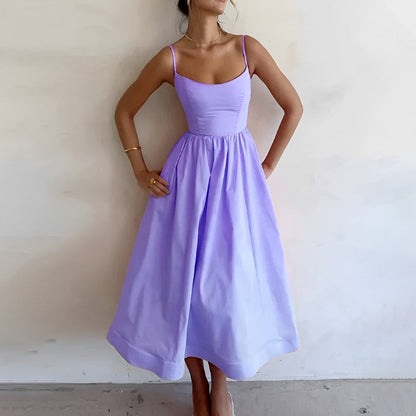Fabiana - Robe évasée pour femme avec bretelles fines et volants