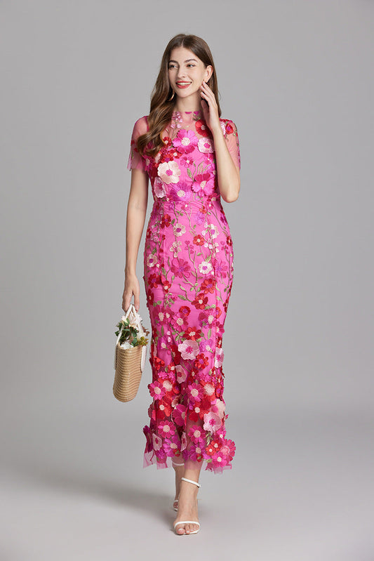 Andrea - Robe maxi transparente avec broderie délicate
