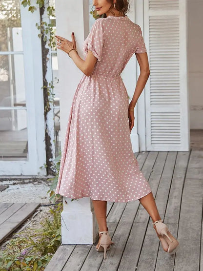 Dotarie™ Robe Chemise Midi à Pois