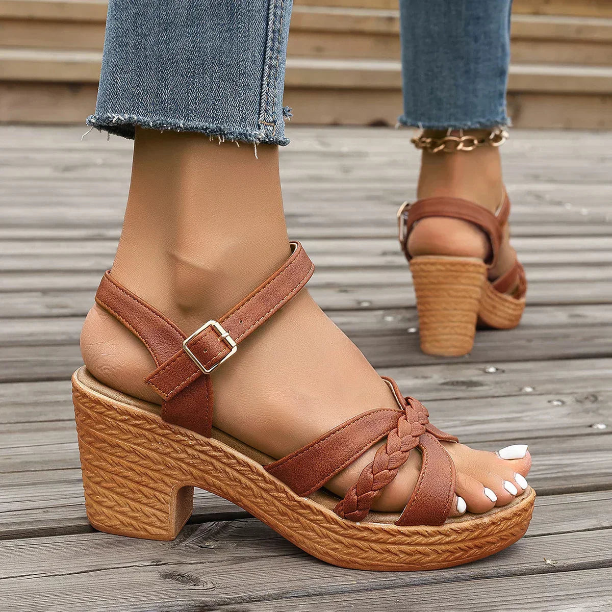 Gianna™ Sandales Classiques à Talon Moyen