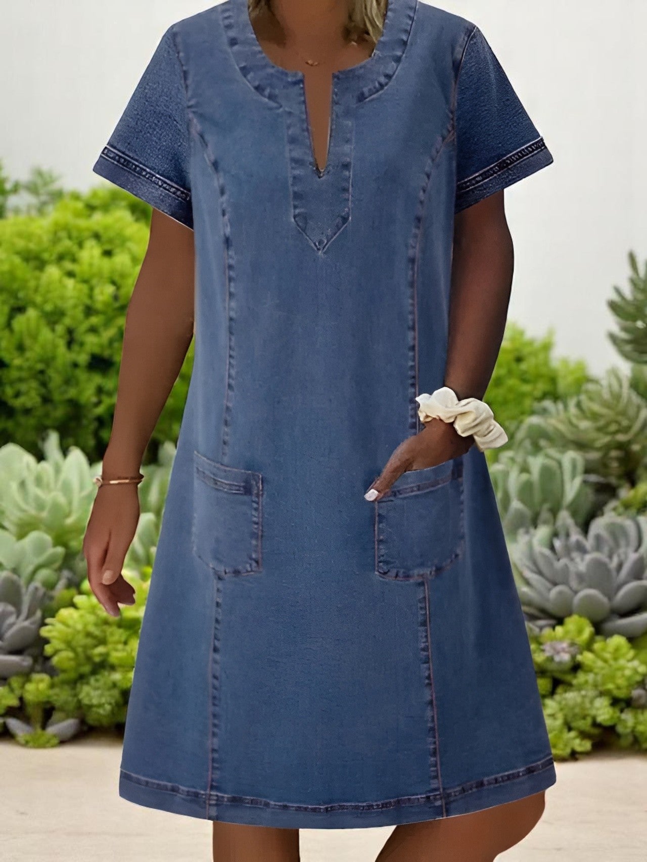 Julia | Robe en Denim Doux avec Poches Frontales