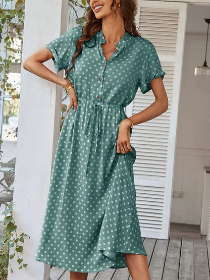 Dotarie™ Robe Chemise Midi à Pois