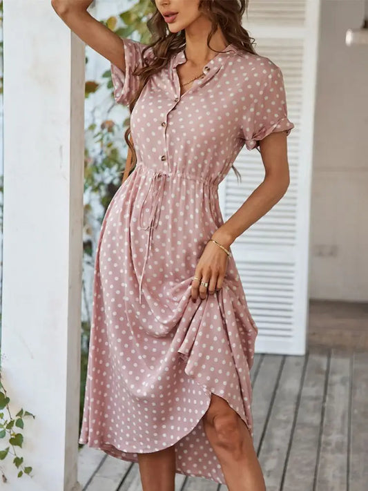 Dotarie™ Robe Chemise Midi à Pois