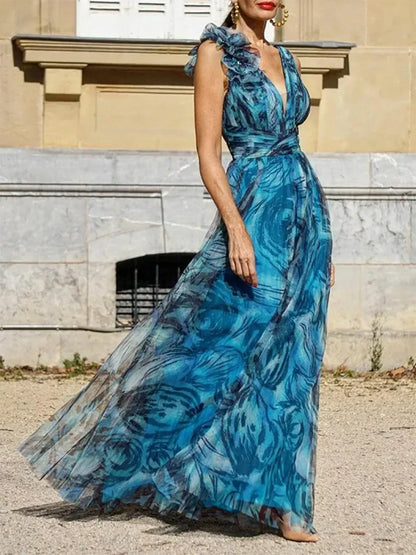 Léna | Robe Maxi Bleu Paon