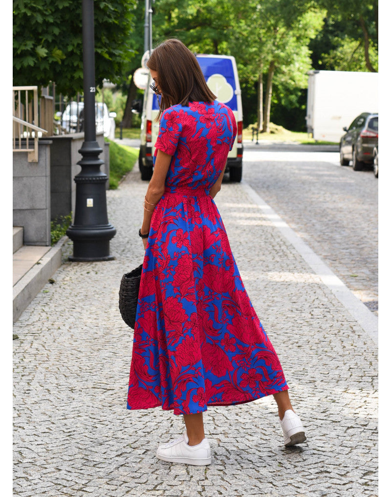 Alina – Robe Midi Enveloppante Florale