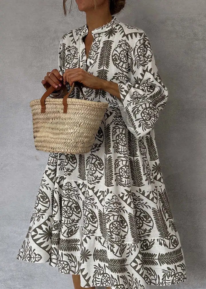 Adeline | Robe A-Line à Décolleté en V Imprimé