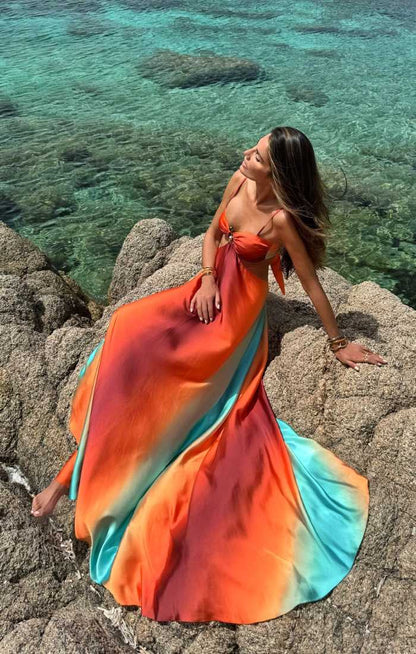 Saylor - Robe Maxi Sans Dos à Bretelles Dégradé