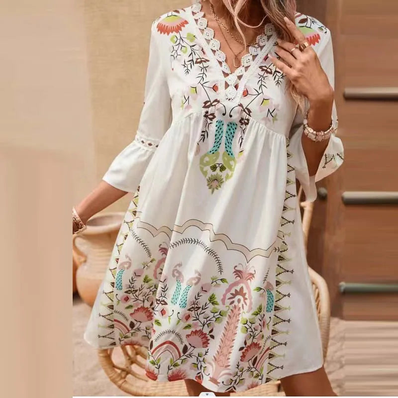 Kissia ~ Robe d'Impression Artistique Inspirée par le Bohème