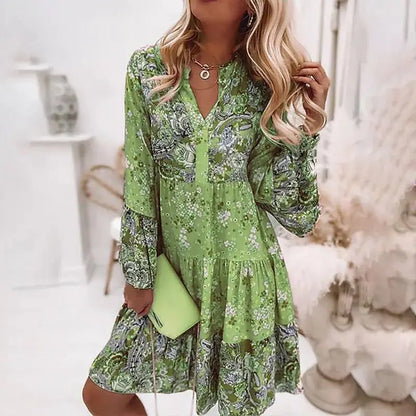 Helena - Robe A-Line avec Décolleté en V Floral