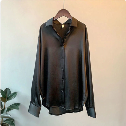 Olivia - Blouse en Satin Luxe à Manches Longues