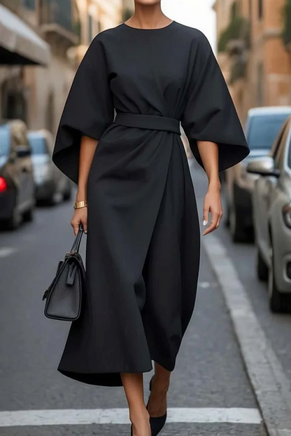 Véda – Robe à Manches Lanternes de Luxe