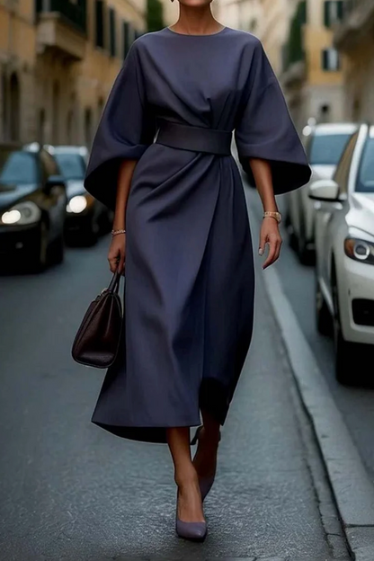 Véda – Robe à Manches Lanternes de Luxe