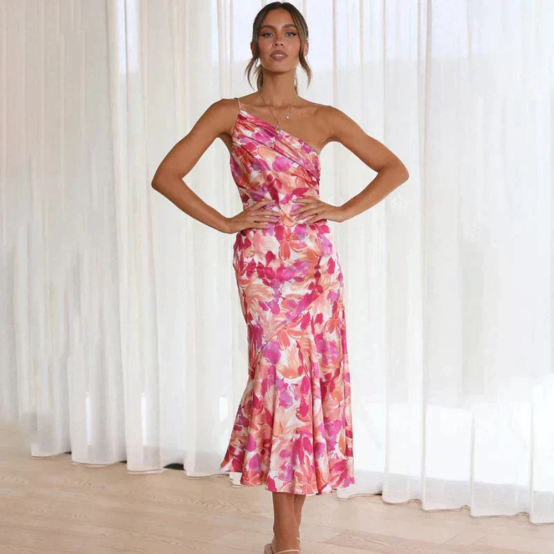 Eliza - Robe Midi à Une Épaule
