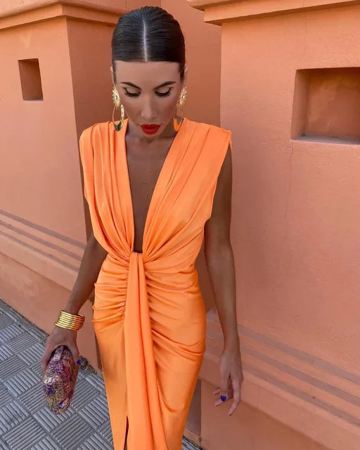 Robe Plissée Élégante - Silhouette Sophistiquée Femme