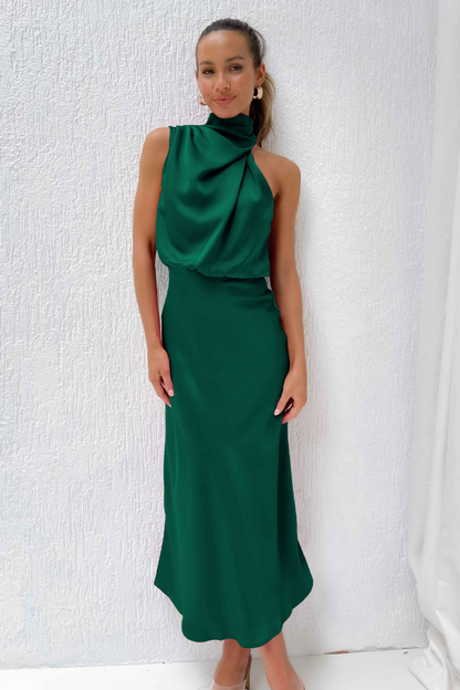Elianna - Robe midi élégante avec décolleté asymétrique
