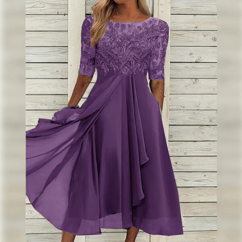Scarlett™ - Robe Midi avec Manches en Dentelle