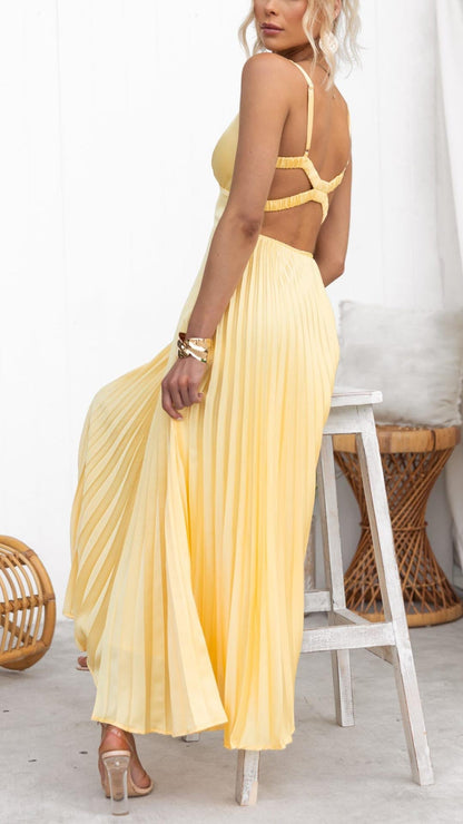CERISE - ROBE MAXI PLISSÉE ÉLÉGANTE