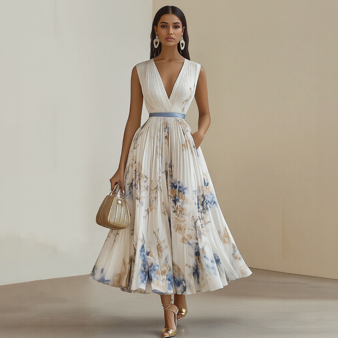 Robe Maxi Plissée Élégante Rome