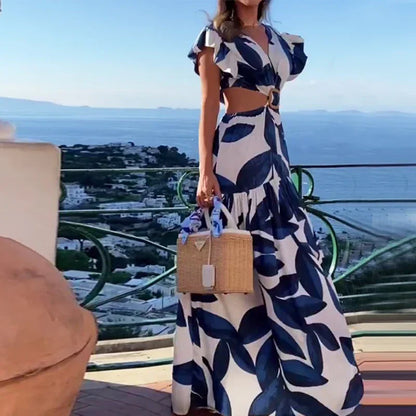 Maxi Mariposa d'Été : Robe de Mode pour Femme avec Décolleté en V et Dos Nu