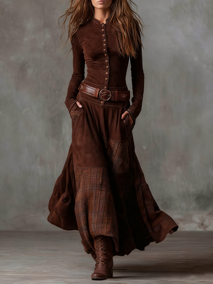 Azucena | Robe maxi en suedine avec ceinture