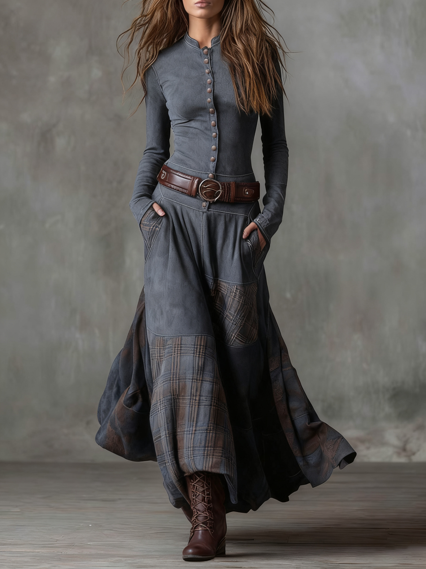 Azucena | Robe maxi en suedine avec ceinture