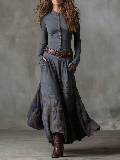 Azucena | Robe maxi en suedine avec ceinture