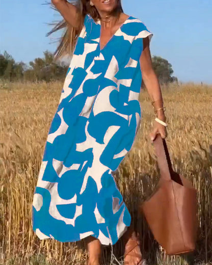 Aria™ - Robe Imprimée Ample avec Décolleté en V