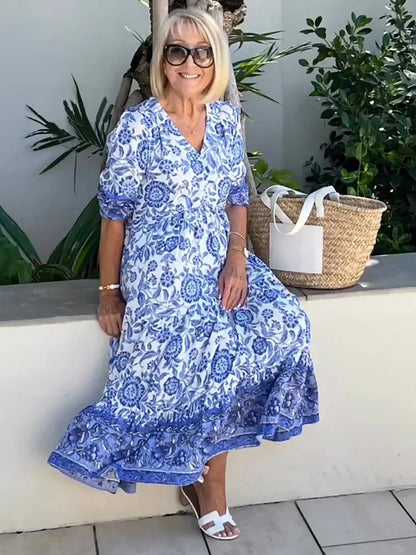 Lilara - Robe Florale Boho avec Décolleté en V Profond