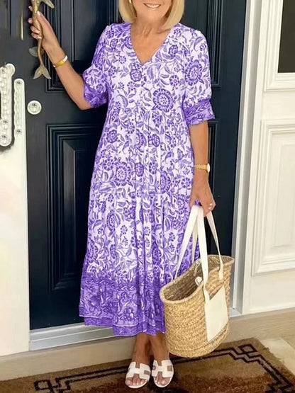 Lilara - Robe Florale Boho avec Décolleté en V Profond