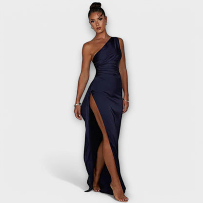 Robe Maxi Asymétrique avec Drapé sur une Épaule