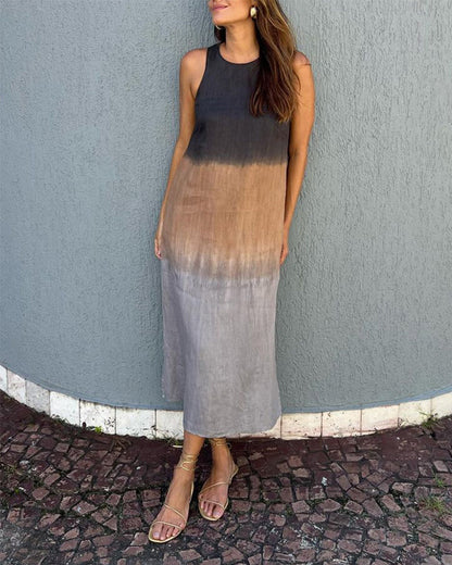 Melanie | Robe Sans Manches en Lin Ombre