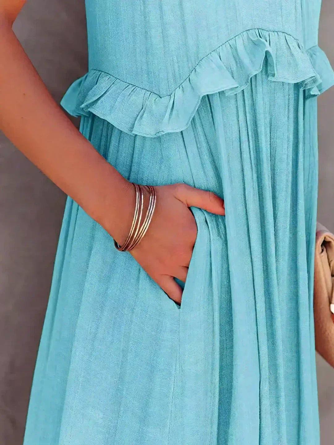 Ilona - Robe Halter avec Volants et Poches Maxi
