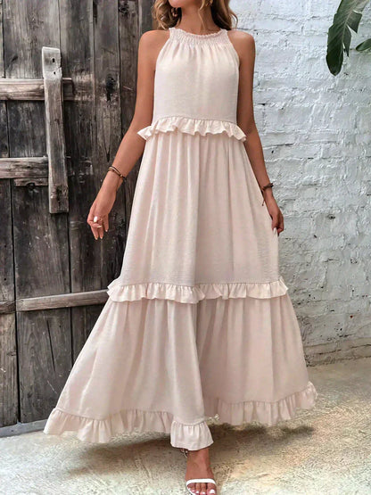 Ilona - Robe Halter avec Volants et Poches Maxi