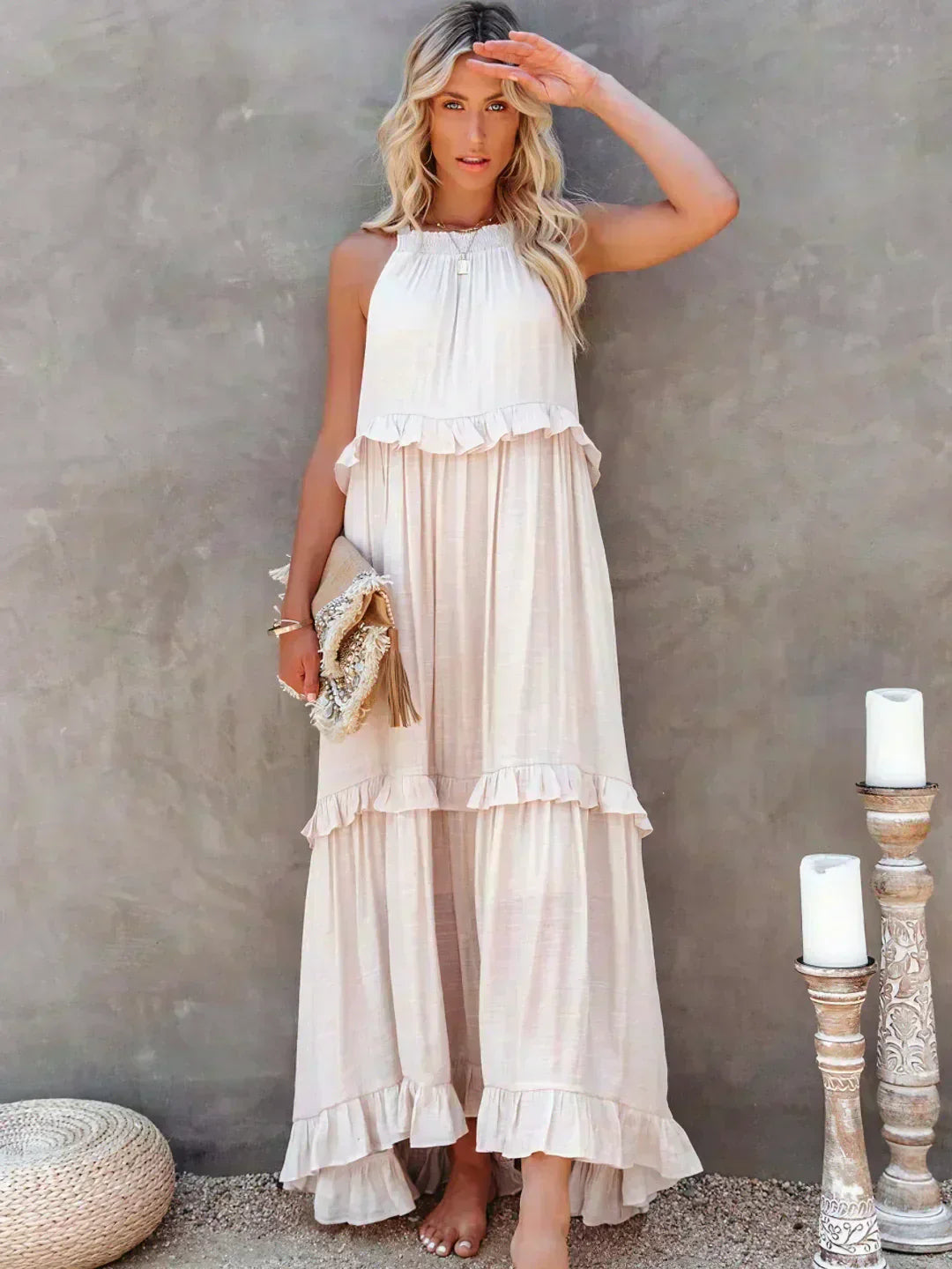 Landry - Robe sans manches avec volants chics
