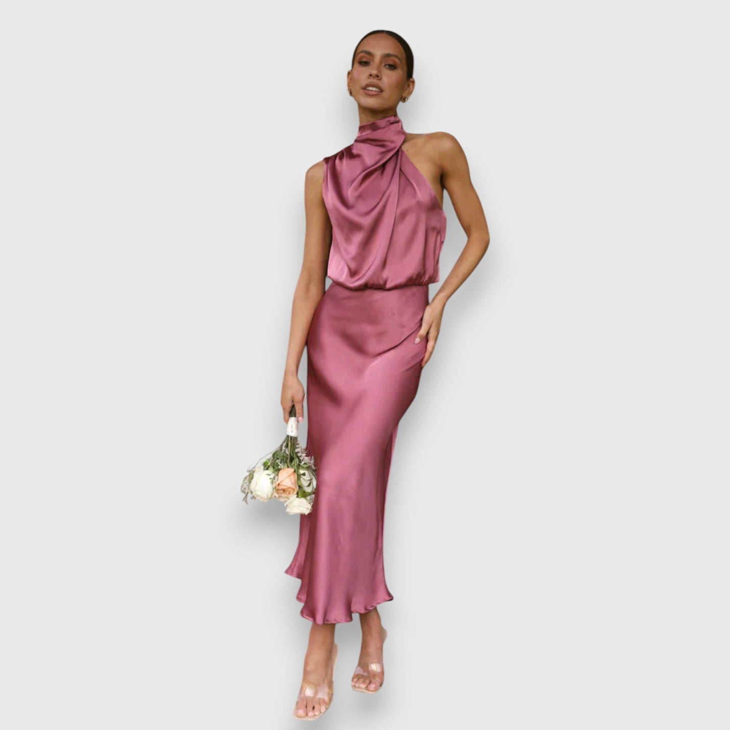 Daisy | Élégant Robe en Satin avec Décolleté Halter