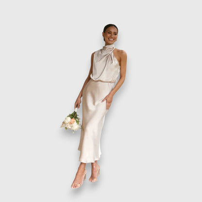 Daisy | Élégant Robe en Satin avec Décolleté Halter