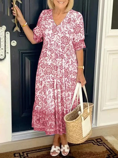 Lilara - Robe Florale Boho avec Décolleté en V Profond