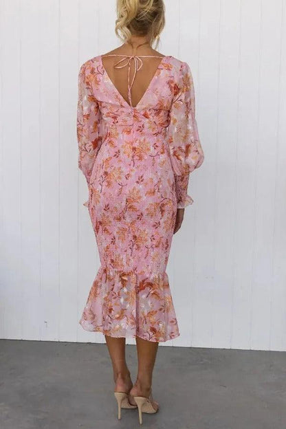 Melissa - Robe Midi à Volants Floraux