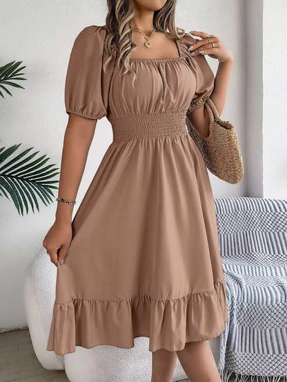 Riley™ - Robe en Lin à Manches Courtes et Décolleté en V Élégant